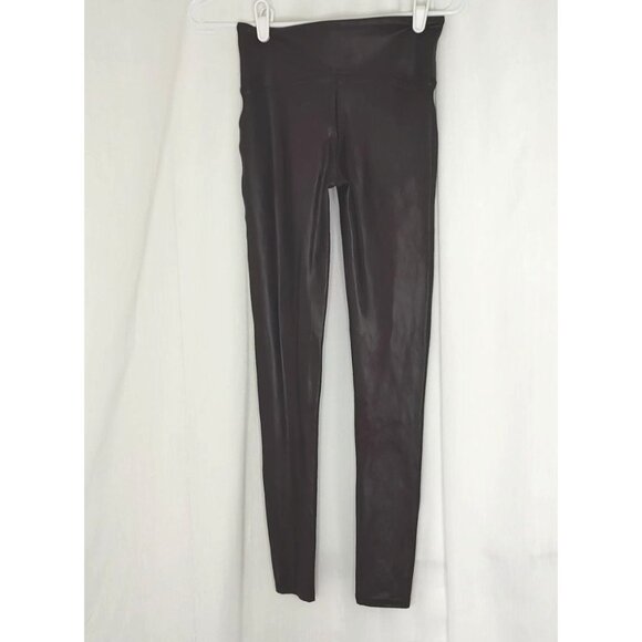 SPANX Ready to Wow Faux Leather Leggings S BROWN WINE 2437 - Picture 7 of 12